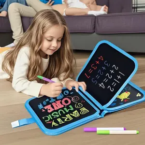 Dinosaur and Rainbow Unicorn Themed Reusable Coloring Book Set, Waterproof Magic Drawing Book with Watercolor Pens, Creative Arts and Crafts Supplies for Kids, Coloring Book Markers