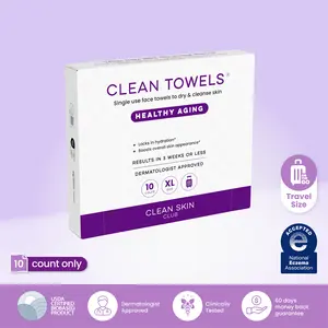 CLEAN SKIN CLUB Healthy Aging Travel Pack 10 Face Towels XL TSA-Approved CLEAN SKIN CLUB Healthy Aging Travel Pack 10 Face Towels XL TSA-Approved