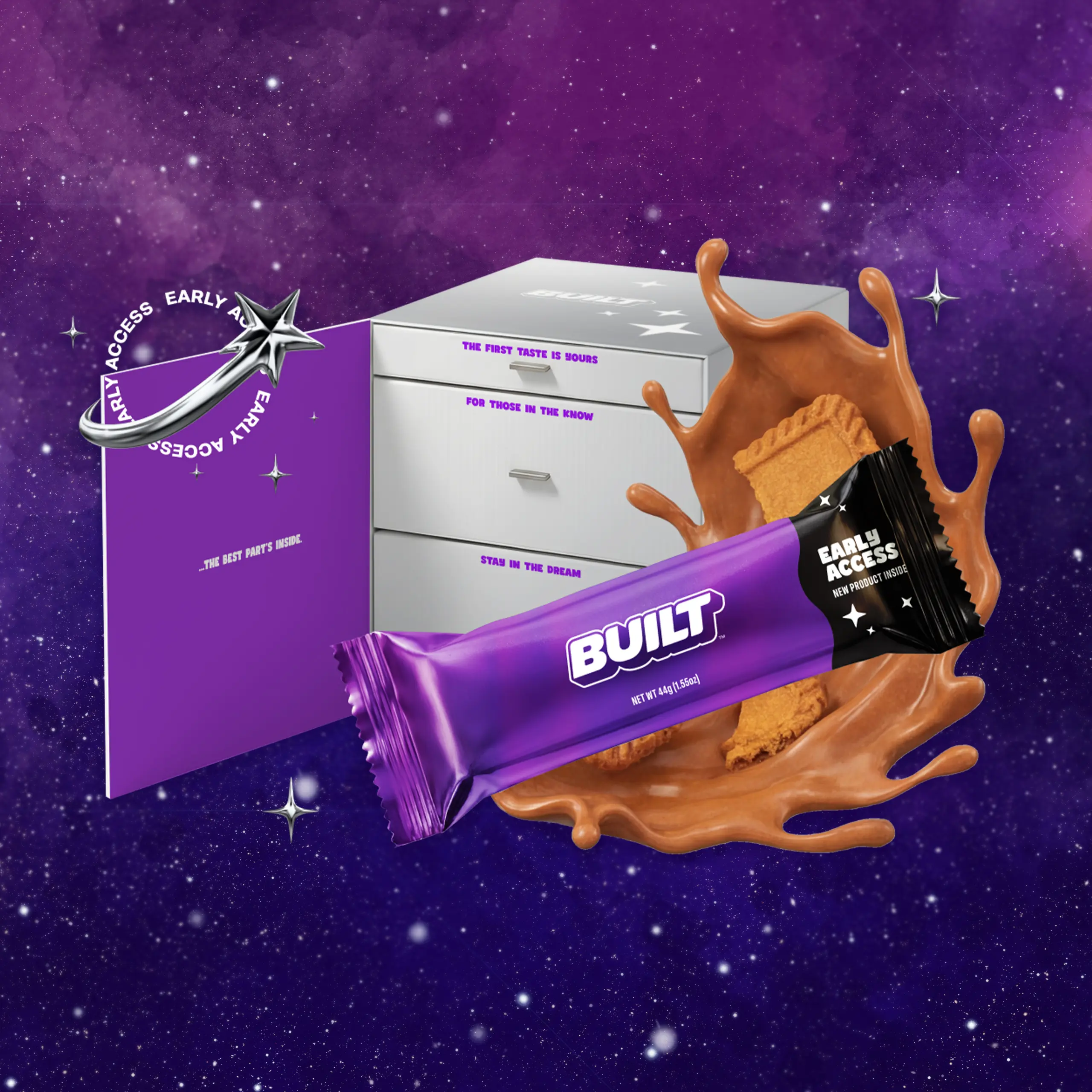 BUILT Protein Bars VIP Early Access Box | 10 Exclusive Bars + Sweatshirt, Slippers & Mo Keychain