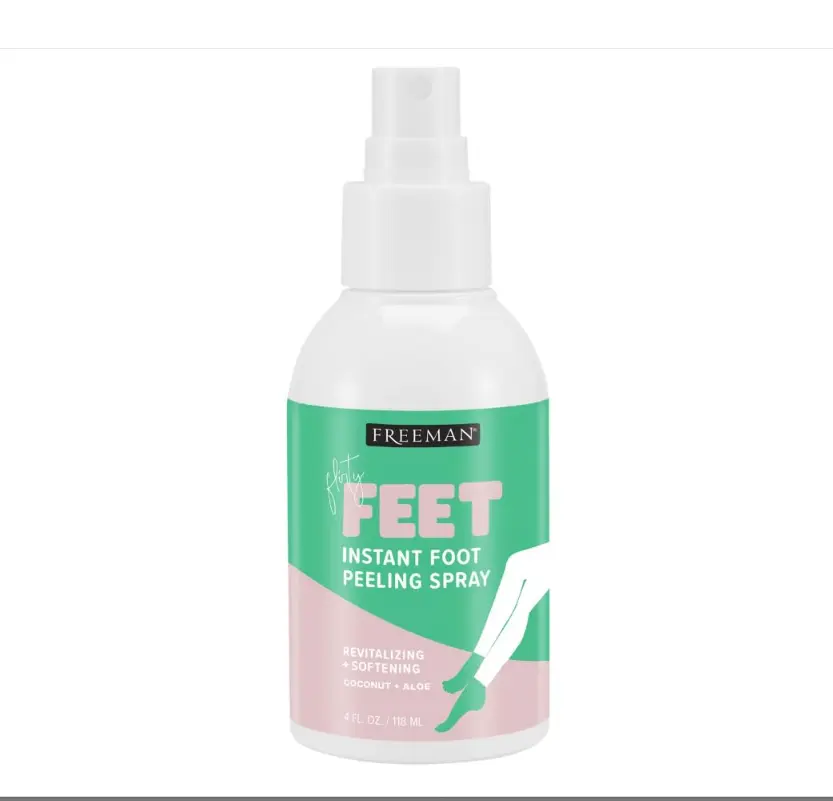 Freeman Flirty Feet Instant Foot Peeling Spray, Exfoliating Foot Mask For Summer, Moisturizing & Smooth Dry, Cracked Heels, Remove Dead Skin Quickly, Cruelty-Free & Vegan, 4 fl.oz./ 118 ml Bottle