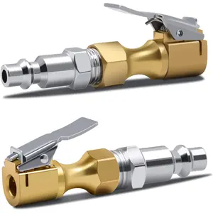Brass Air Chuck Closed Flow Tire Chuck Heavy Duty Lock on Tire Inflator Chuck with Clip,