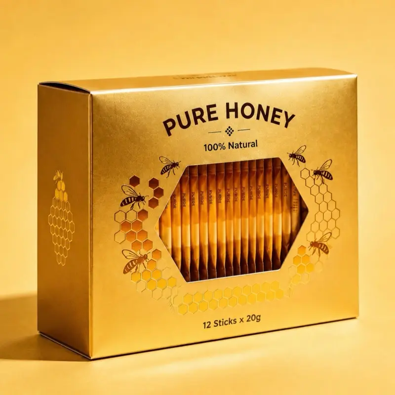 Organic Honey -12 Sachet X 20g per with Bee Pollen & Royal & Pure Honey