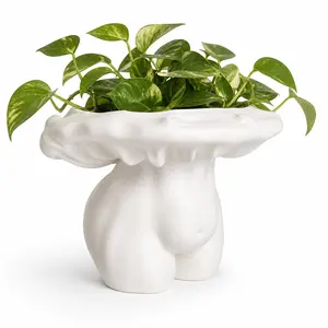 White Female Mushroom Planter, 3D Printed Sculptural Body Planter, Goddess Mushroom Pot, Whimsical Plant Pot, Unique Home Decor Gift