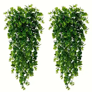 Set of 2 Artificial Hanging Plants Fake Potted Trees Vine Decorations for Home Indoor Outdoor Shelves Perfect for New Year Wedding Gifts Decorative Faux Greenery Ornaments