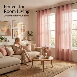 Curtain Club 2 Panels 52x84inch bamboo gauze semi transparent curtains with eyelets, artificial linen semi transparent sheer fabric, perfect Christmas gift for bedroom and living room L12