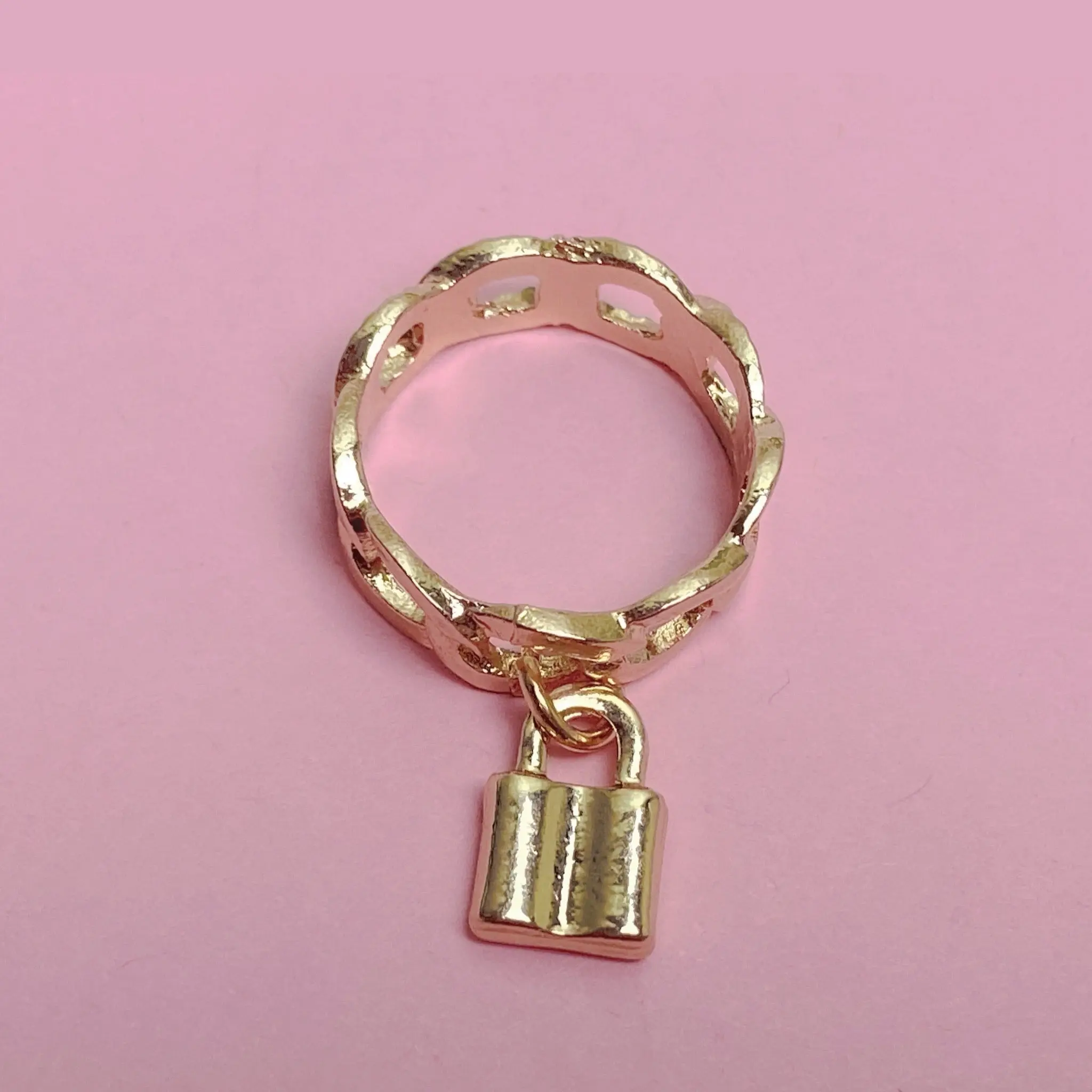 Cuban chain link with dangle charm ring