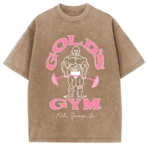 Holafish Oversize Acid Wash Vintage GOLD‘S GYM T-Shirt, Heavyweight Cotton Streetwear graphic vintage tees Menswear Crewneck Tshirt unisex funny cat worm women