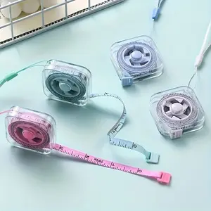 1 Pack Square Transparent Soft Tape Measure, Dual-Scale 79 Inch/ 200 CM, Mini Ruler with Lanyard and Push Button for Cloth Sewing, Fabric & Body Measurement(random color)