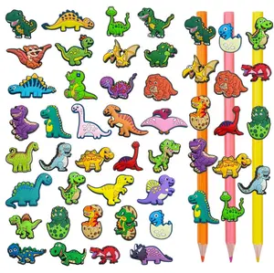 35 Pieces Pencil Toppers Cute Dinosaur Pencil Charms Pencil Clips Decorations For Kids Students Classroom Reward Party Favors