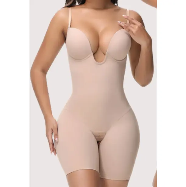 SHE KLUTCH Backless Bodysuit Shapewear Invisible Bra Body Shaper U-shaped Deep V Backless Tummy-control Seamless Body Shaper
