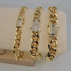 Men's Cuban Style Bracelet / chain  14K Gold plated
