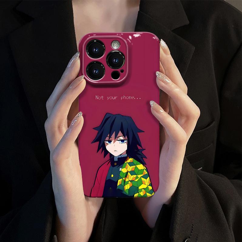 Creativity Giyuu Liquid Silicone Case for iPhone 11-16 Pro Max, Full-Print Anime Design, Fade-Resistant & Shockproof | Perfect for Kimetsu Fans