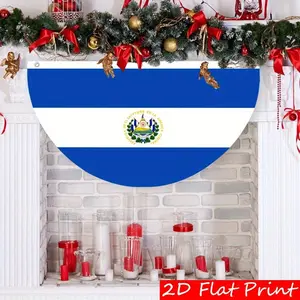 1pc El Salvador Semi-Circular Christmas Garden Flag, Half-Fan Shape Outdoor Porch Flag for Railing Decor, Unique Holiday Decor for Halloween & Navidad