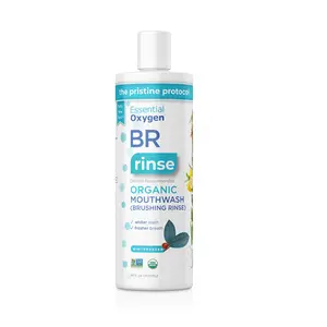 Essential Oxygen Certified BR Organic Brushing Rinse, All Natural Mouthwash for Whiter Teeth, Fresher Breath, and Happier Gums, Alcohol-Free Oral Care, Wintergreen, 16 Ounce Aloe