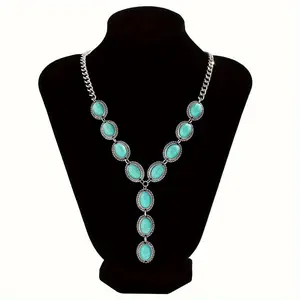 1pcs Bohemian Women's Necklace 14k Gold Plated Turquoise Accents Vintage Ethnic Summer Jewelry Luxury Gemstone Necklace Stylish Beaded Jewelry Suitable for daily, party and gift giving.