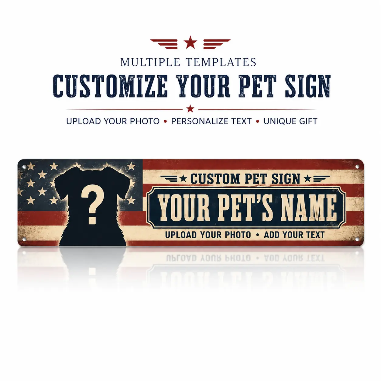Custom Pet Memorial Plaque - Personalized Dog/Cat Photo & Name, 16x4 in Heavy-Duty Aluminum Sign, Retro Waterproof Wall/Fence Hang Decor with Pre-Drilled Holes, Pet Lover Gift, Heavy-Duty Alum.