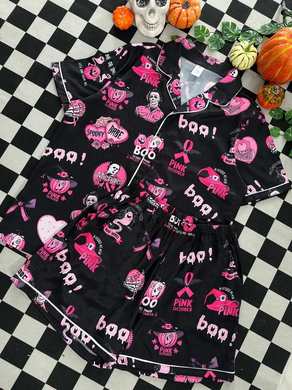 Pink Hallowween Michael Myers Pajamas, Halloween Boo! Pink Pajamas