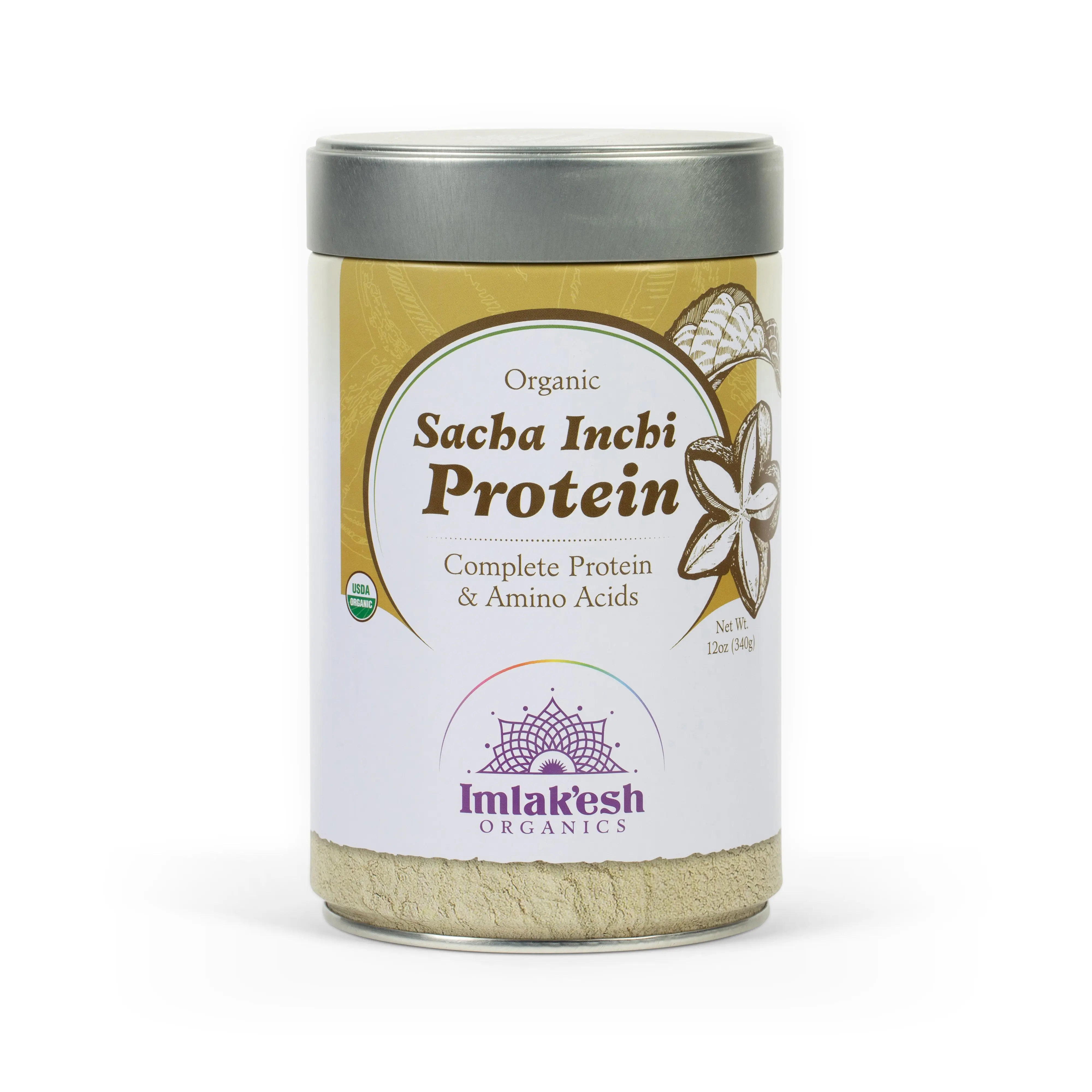 Imlakesh Organics Sacha Inchi Protein, 12oz (Metal Jar)