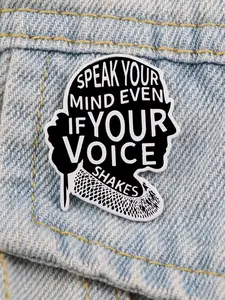 "Speak your mind if your voice shakes" Women’s Enamel Brooch Pin, Feminist Fashion Accessory, Durable Design, Perfect for Daily Use, Casual Style, Durable Metal Pins