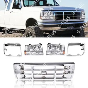 Fit For 92-98 F150 F250 F350 Grille Chrome Headlight Door Park Side Marker Light