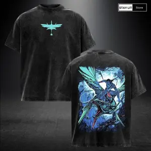 Avatar Fire and Ash Shirt Vintage Movie Graphic Tee Unisex Oversized Acid Wash Lightweight Cotton T-Shirt Dark Fantasy Film Inspired Tee Retro Aesthetic Crewneck Streetwear Men Shirts Gift For Movie Fans