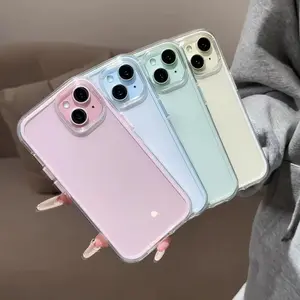 Minimalist Solid-Color Border Transparent Protective Phone Case for iPhone 17/16/15/14/13/12/11/Pro/Pro Max, Military-Grade Cushioning Transparent Silicone Soft Case