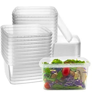 NYHI 32 oz 20 Pack Square Clear Deli Containers with Lids Disposable BPA Free Square Plastic Food Storage Containers with Lids Airtight for Meal Prep Take Out Kitchen