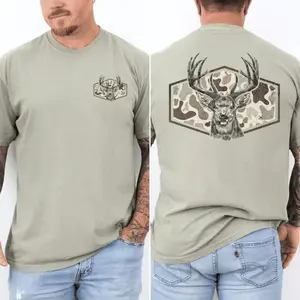 Men's Deer Hunting Camouflage Pattern Father's Day Gift for Dad Husband Old School Style Comfortable Colorful Men's T-Shirt Unisex Fashion Casual