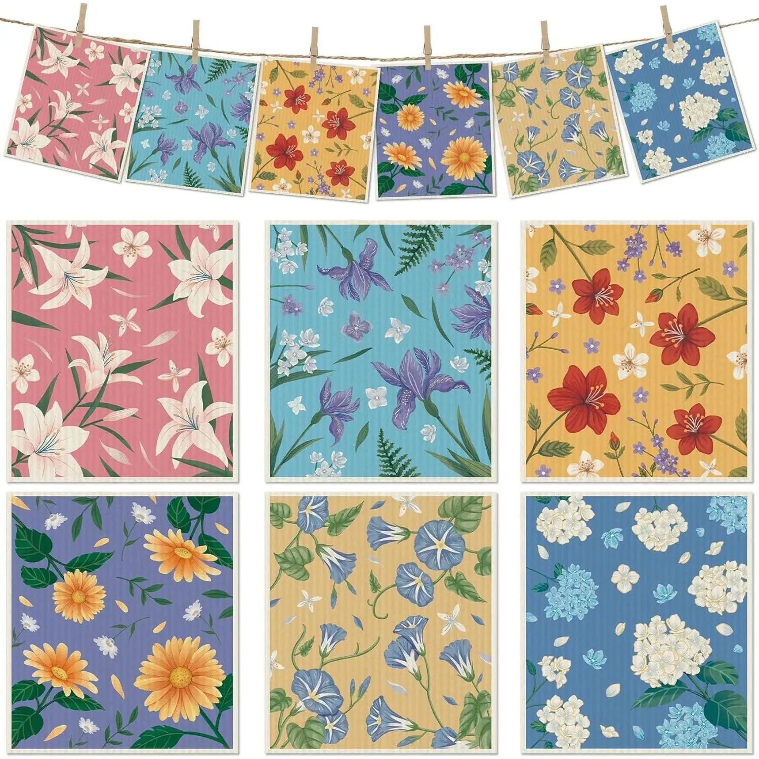 6 Packs Superfine Fiber Cotton Blend Swedish Kitchen Cleaning Cloths, Machine-Washable Reusable Oil-Absorbent Soft Dish Rags, Highly Absorbent Quick-Drying Alternatives to Paper Towels