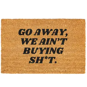 Funny Non-Slip Coir Doormat with Letters Pattern - Outdoor Entrance Mat with 'Go Away' Message
