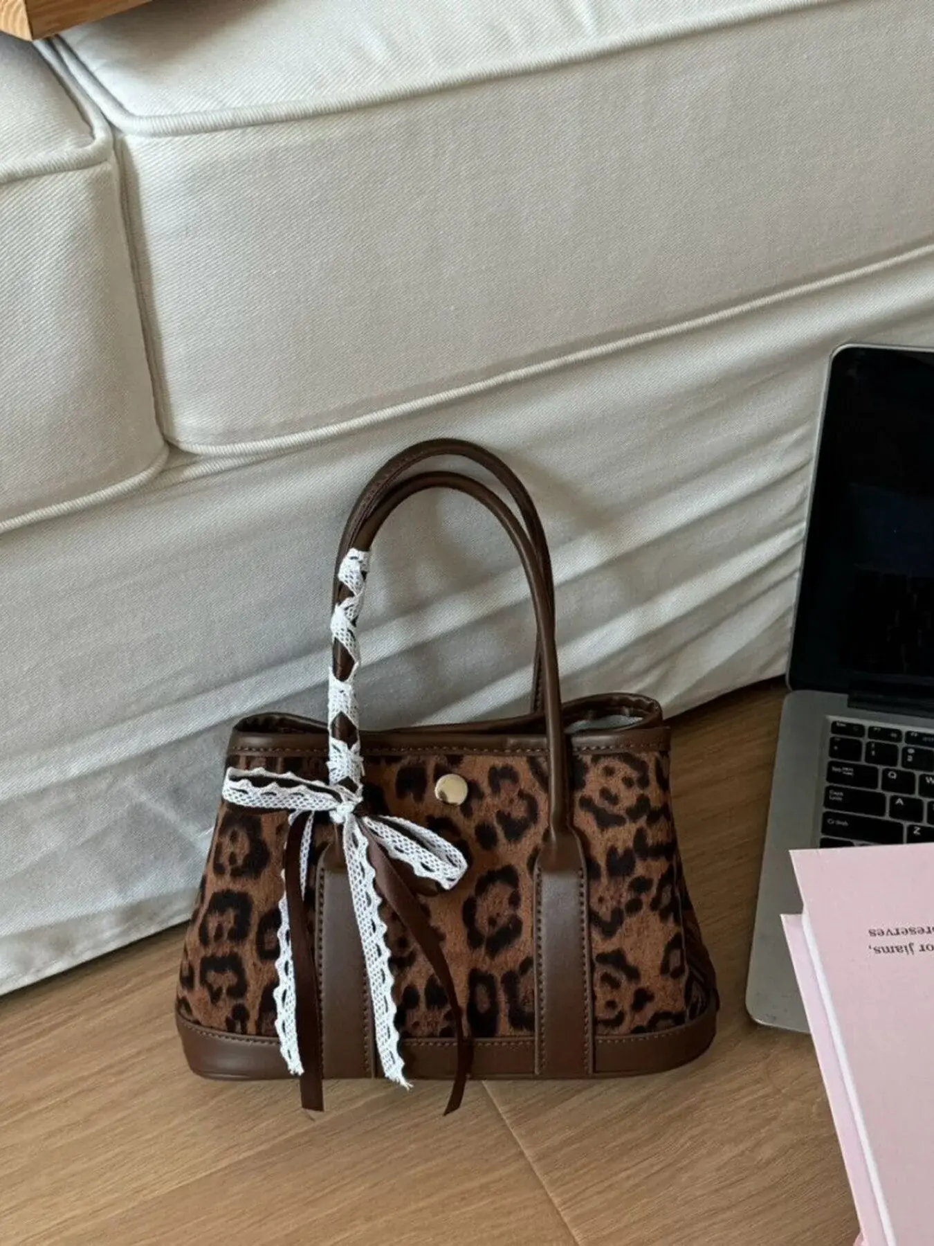 Top Handle Lace-Trimmed Handbag