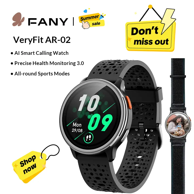 FANY AR-02 2026 New AI Multisport Smart Wristwatch - 1.27in Full Touch Screen, IP68 Waterproof, Wireless Bluetooth Music Player, Heart Rate/Sleep Monitor, Fitness Tracker for iOS/Android Phones, Smart Wearable Devices