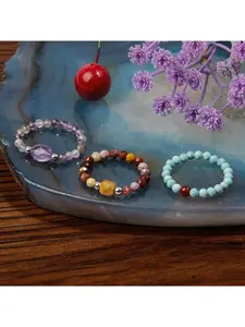 Natural amethyst ring - Multi-faceted handcrafted elastic string bead ring - Cute and niche design - Ideal gift choice for Valentine's Day/Mother's Day - Aurora ring