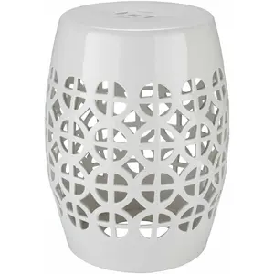White White Geometric Ceramic Stool