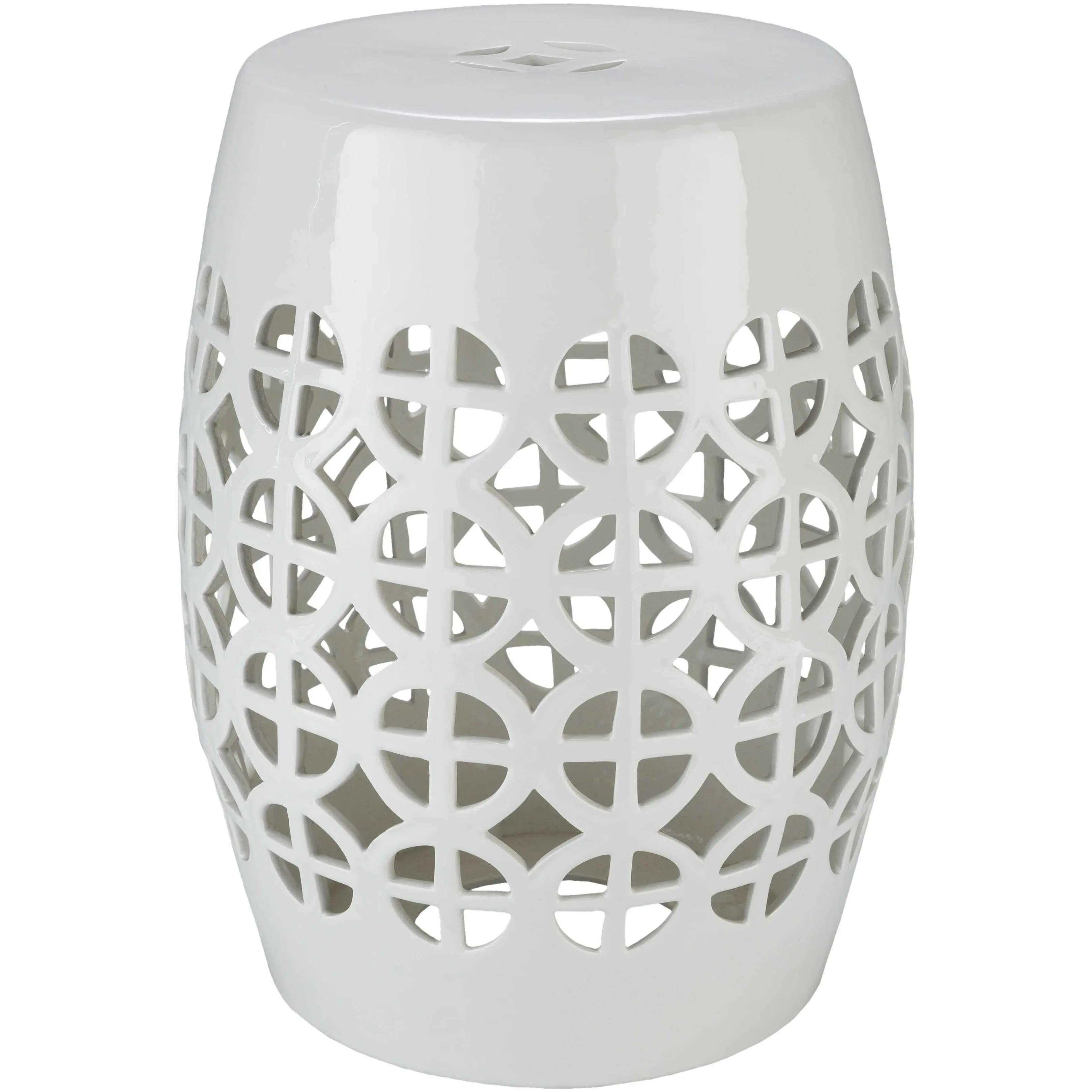 White White Geometric Ceramic Stool