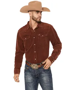 Kimes Ranch Men's Catalina Corduroy Solid Long Sleeve Pearl Snap Western Shirt - Mds0000077-Rust
