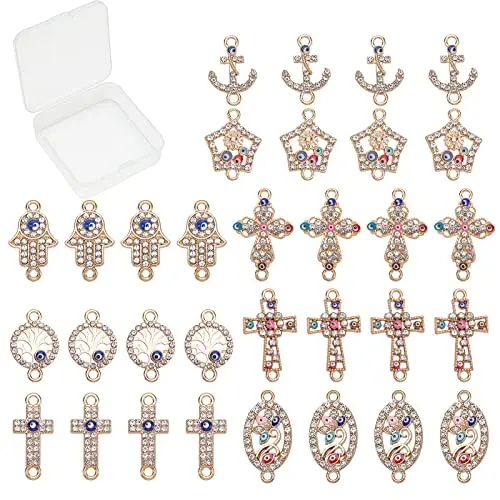 32pcs Rhinestone Cross Charms and Evil E