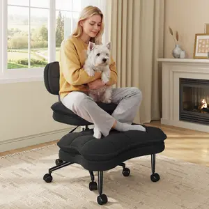 Raybee Furniture Swivel Cross Legged Meditation Kneeling Chair with Wheels, ADHD Chair with Height Adjustable Seat for Relaxation, Vanity, Home Office Desk Chairs