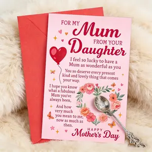 1pc Single Lovely Mother'S Day Card from a Daughter, Featuring a Sincere Message, Ideal for Expressing Love And Gratitude to Mothers During Special Events And Celebrations