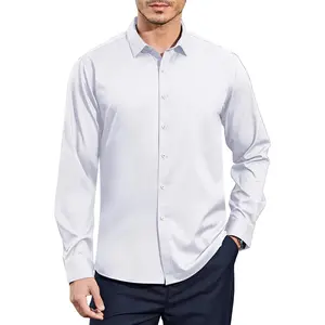 Mens Button Down Shirts Long Sleeve Dress Shirts Wrinkle Free Stretch Wedding Shirts