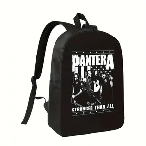 Pantera Stronger Than All Backpack - Heavy Duty Rock Band Backpack with "Stronger Than All" Graphic & Member Portraits, Zipper Closure Laptop Bag for School, Concerts, Travel - Durable Rock Merch Gift for Pantera Fans, Metal/Hardcore Music Lovers
