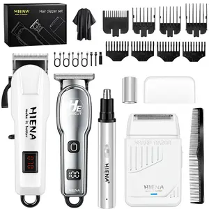 Barber-Grade 4-Piece Cordless Grooming Set｜LED Display & Smooth Anti-Tangle Trimming, All-in-One Hair & Beard Care. A Premium Gift for Him