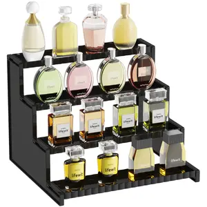 Live Only | Lifewit 12 in 4-Tier Decorative Fence Display Stand - Vanity Bathroom Organizer Shelf for Cologne, Fragrance, Cupcakes - Versatile Home Storage Rack