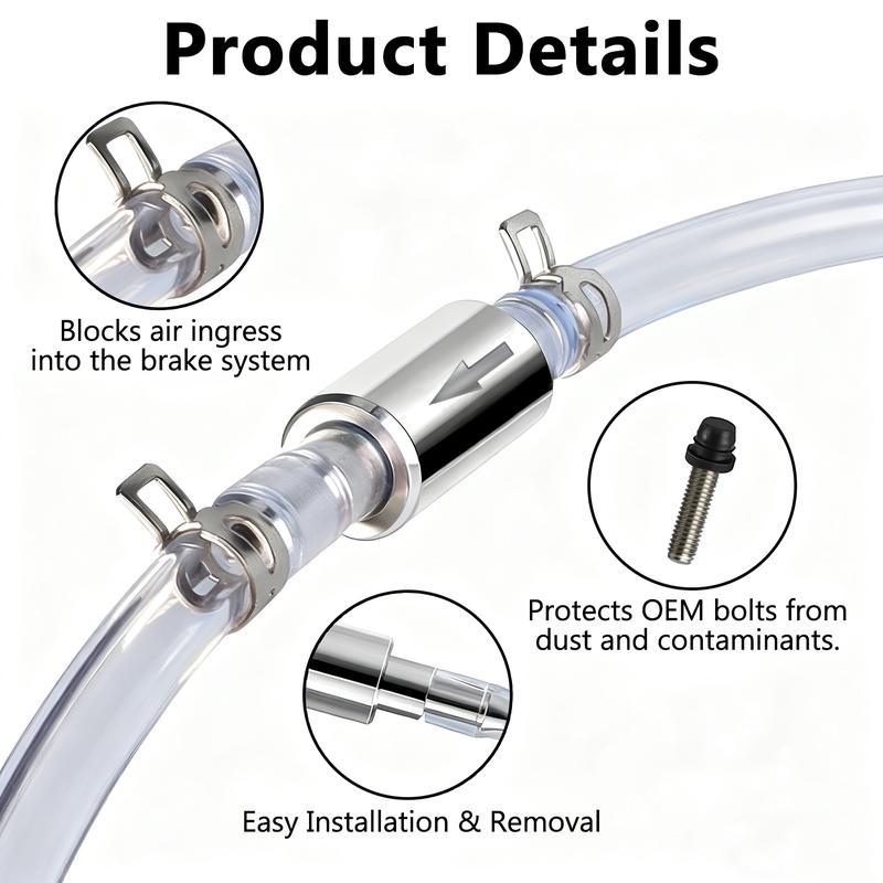 Car Brake Bleeder Hose Kit with One Way Check Valve,Durable Brake Fluid Bleeder Hoses Replacement,Universal Brake Bleeder Tool Car Accessories for Car Motorbike Bike