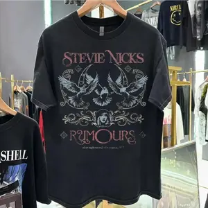 Stevie Nicks Rumours Albums Concert Black T Shirt Heavy Cotton S-5xl