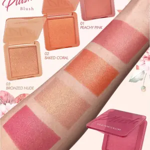 4-Pc Shimmering Blush Set,Rubor,Peachy Pink,Bronzed Nude,Baked Coral,Deep Berry,For All Skin Types-Cosmetics Klean Colors