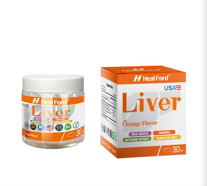 Heal Ford Milk Thistle Silymarin | Natural Liver & Intestinal Cleanse, Herbal Blend with Turmeric & Kudzu, 30 Individually Wrapped Tablets