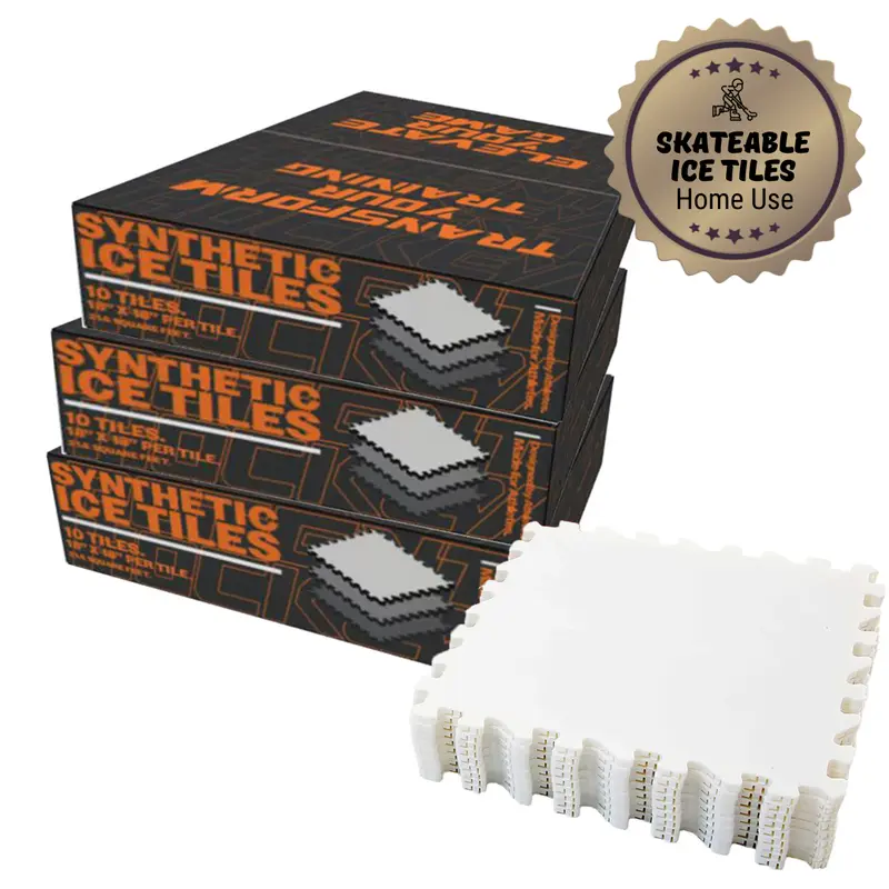 SKATEABLE ICE TILES Potent Hockey - Hockey Training - Synthetic Premium Tiles Safe for Skates, Expandable Hockey Training Surface, Easy to Assemblean Professional Synthetic - Hockey Flooring Tiles
