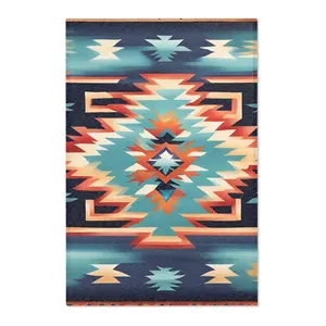 Southwestern Style Area Rug, Vintage Boho Floor Mat, Tribal Print Carpet, Ethnic Home Decor Accent, Native American Inspired Tapestry