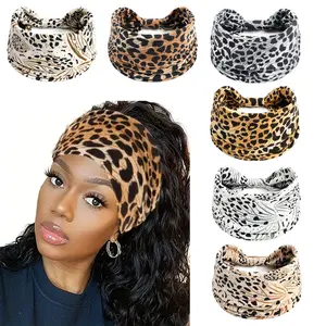 Women's Boho Leopard Print Wide Headband, High Elastic Yoga Outdoor Sports Hair Band, Breathable Non-Slip Hair Tie, Workout Headband, Gym Wrap Headband
